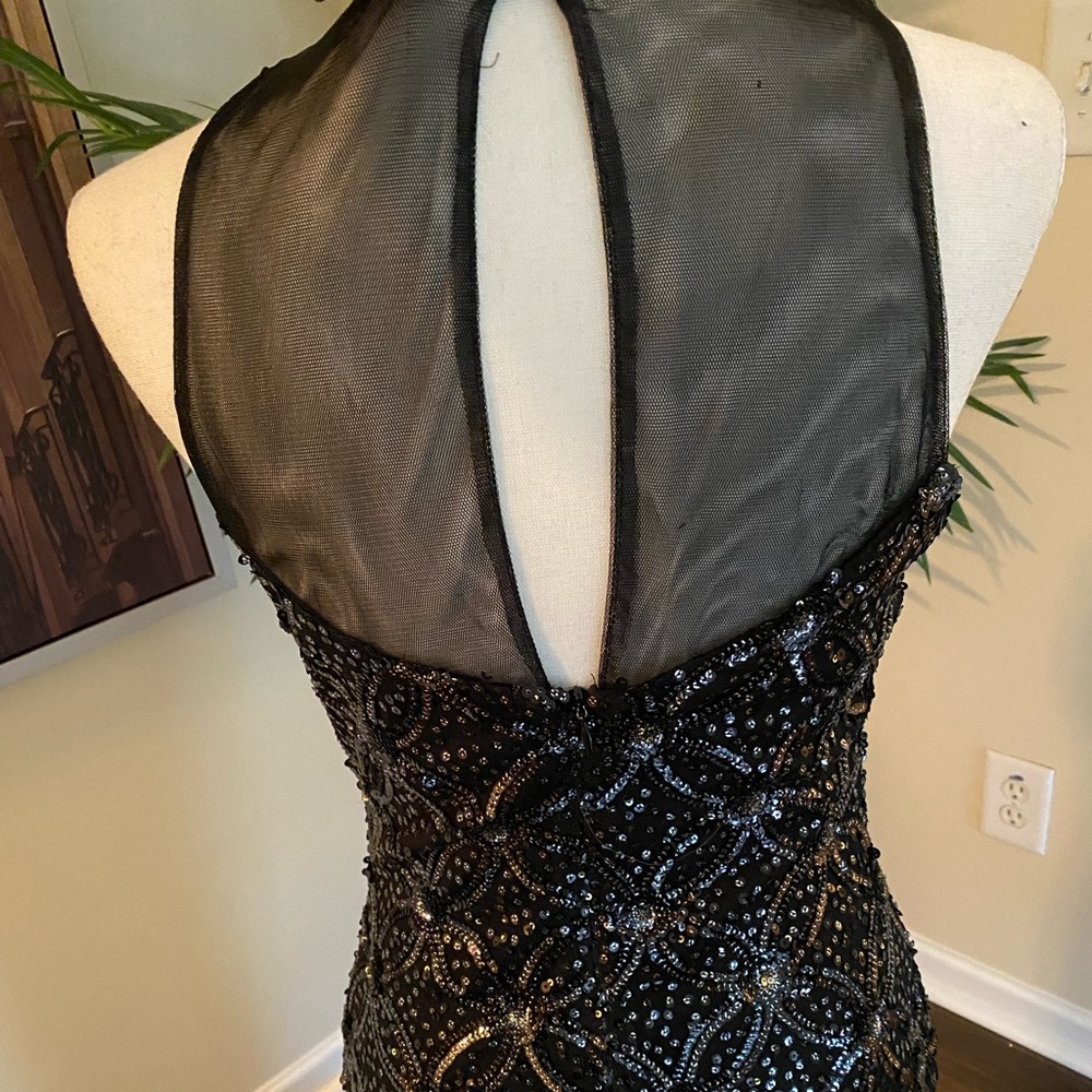 Embroidered sequin gown